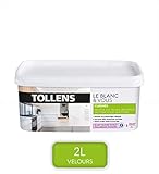 TOLLENS - Peinture Cuisine Blanc -Murs, Plafonds et Boiseries -Velours Soyeux - Lessivable - Blanc 2L = 24m2