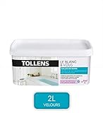 TOLLENS - Peinture Blanche Salle de bain - Résiste à l'Humidité et aux Moisissures - Velours - Blanc 2L = 24m2